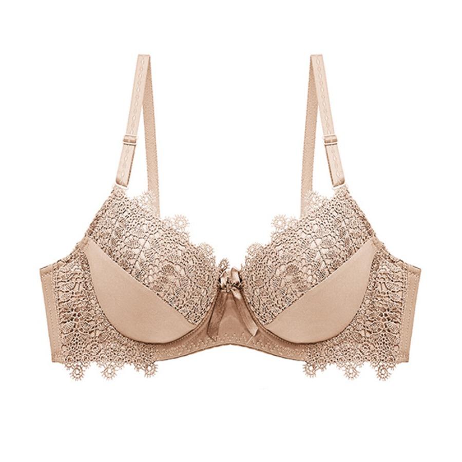 

Твердые кружевные тонкие чашки бюстгальтеры пуш-ап AB чашки сексуальные сборные женские бюстгальтеры женское нижнее белье 40B/90B бежевый