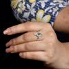 Vintage Moss Agate Promise Ring with CZ Halo | Nature Inspired Sterling Silver Ring | Moss Agate & Cubic Zirconia Engagement Ring
