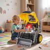 Toy Truck Engine and Excavator, Steering Wheel, Fog Effect, Sound and Light, Ages 3-6, Yellow