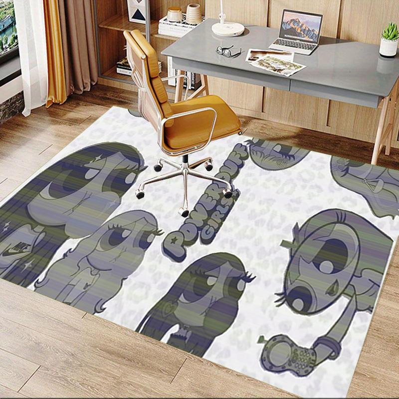 1 Stück Powerpuff Girls Teppich Anti-Rutsch Polyester Fußmatte für Büro.Schlafzimmer