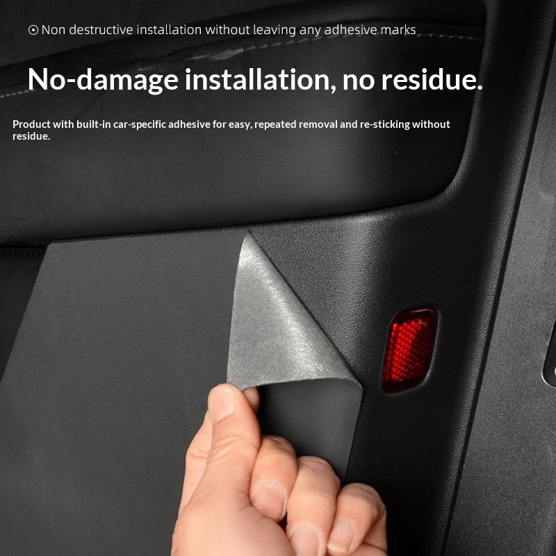 HOMEFISH For Car Door Anti Kick Pad Leather Sticker Trim Kit For Tesla Model Y Juniper Side Door Protector Interior Decoration