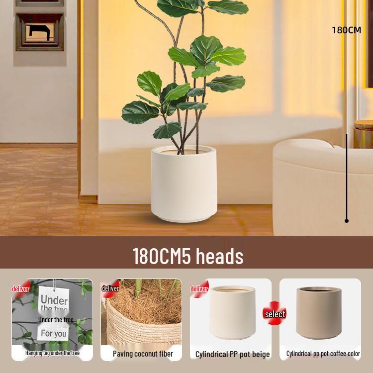 Large Potted Fiddle-Leaf Fig: Luxury Faux Green Plant for Living Room Decor