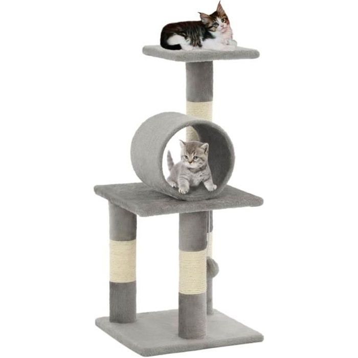 VidaXL Arbre à chat avec griffoirs en sisal 65 cm Gris
