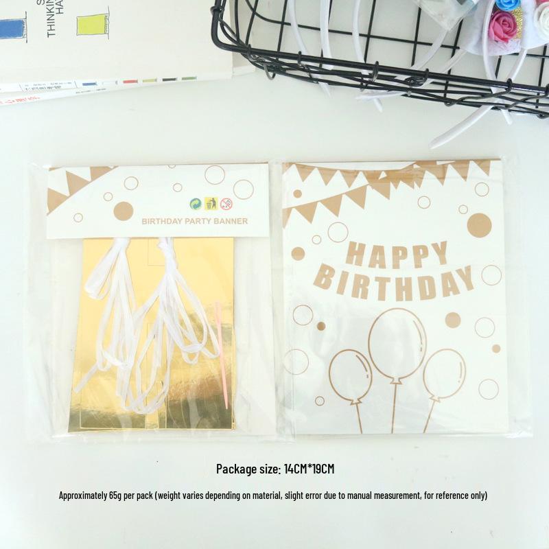 Gold Glitter Happy Birthday Laser Cut Banner with Pearlescent Paper Letters