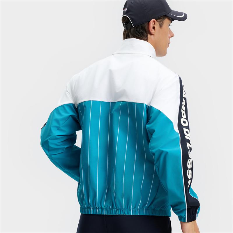 FILA Reppy Nostalgia Sport Striped Color Block Fashion Youth Vitality Retro Sports Stand Collar Jacket Men Jacket A11M433706FZA