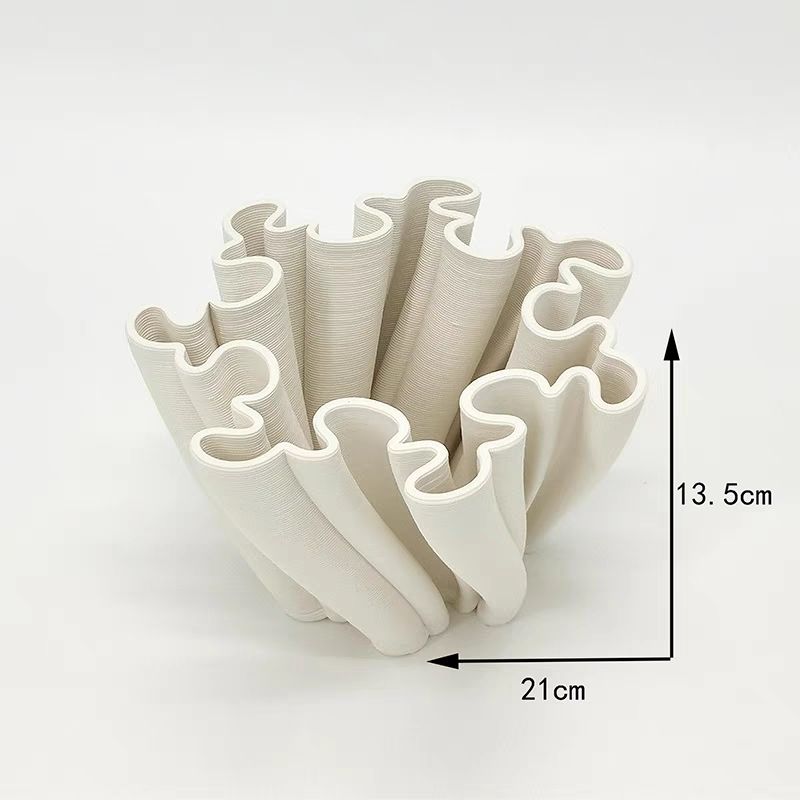 Modern Creative 3D Printing Folded Ceramic Vase Decoration Home Entrance Table Furnishing Crafts Sample Room Desktop Ornaments