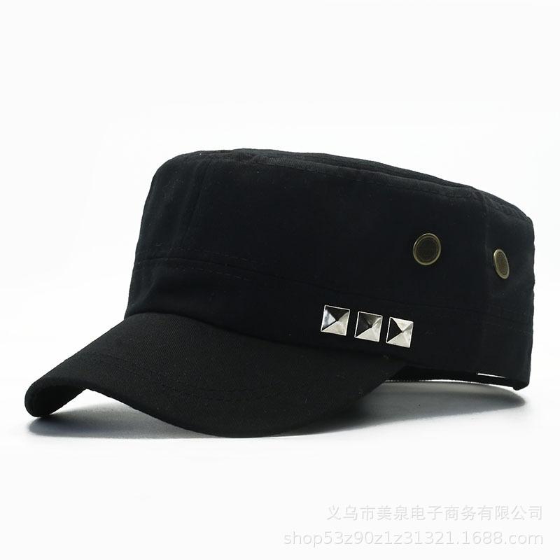 New Rivet Flat Top Cap Men's Casual Breathable Spring and Summer Baseball Cap Middle-aged and Elderly Flat Top Hat Sunshade