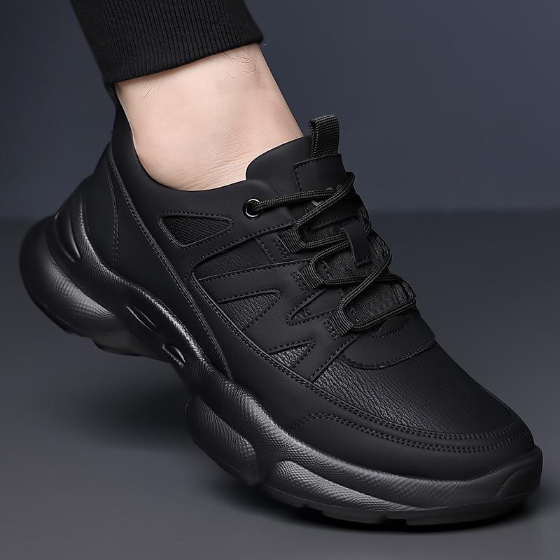 2025 Autumn Sports Casual Mesh Shoes: Breathable Black Leather for Men & Women