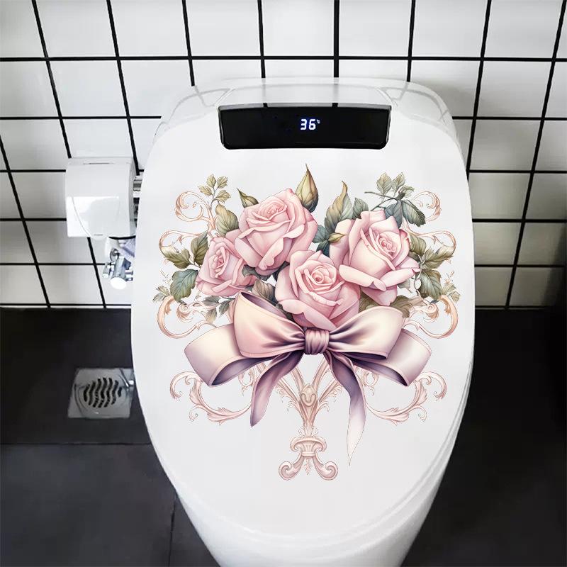 Rosa Rosen Wandsticker Schleifendekor Selbstklebend Romantische Schlafzimmer Kopfteil Hintergrunddekoration Warm Gemütliches Zuhause