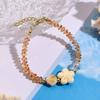 Handmade Ceramic Starfish Snail Beaded Bracelet With Sweet Crystals Accent Adjustable Length for Women Girls