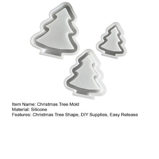 1/3Pcs Christmas Tree Silicone Mold DIY Handmade Hollow Xmas Tree Ornament Crafts Mold Gypsum Cement Epoxy Resin Casting Mold