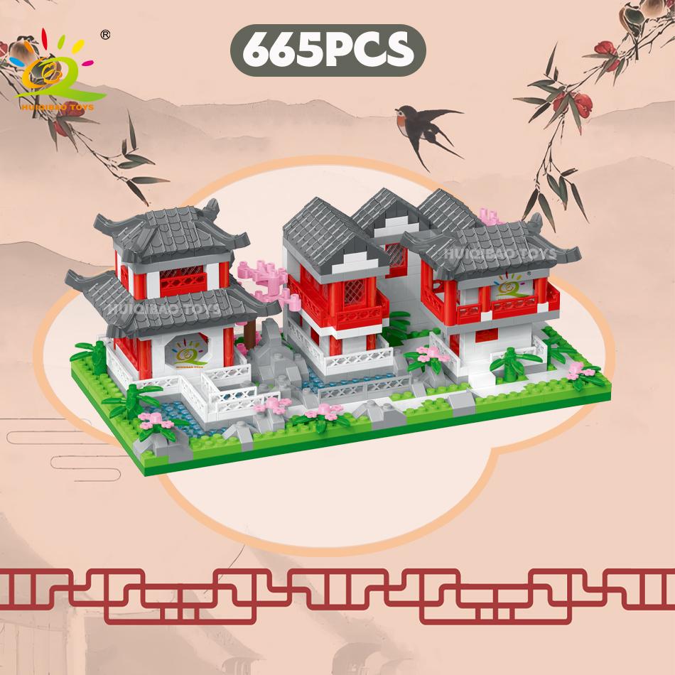 Classic Suzhou Gardens Mini Micro MOC Model Building Block Traditional Architecture House Set DIY Bricks Toys for Adult