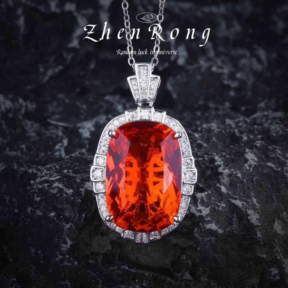 Women Jewelry Set Luxury Vintage Orange Gemstone Necklace Earrings Ring with Pendant Heavy Duty Design