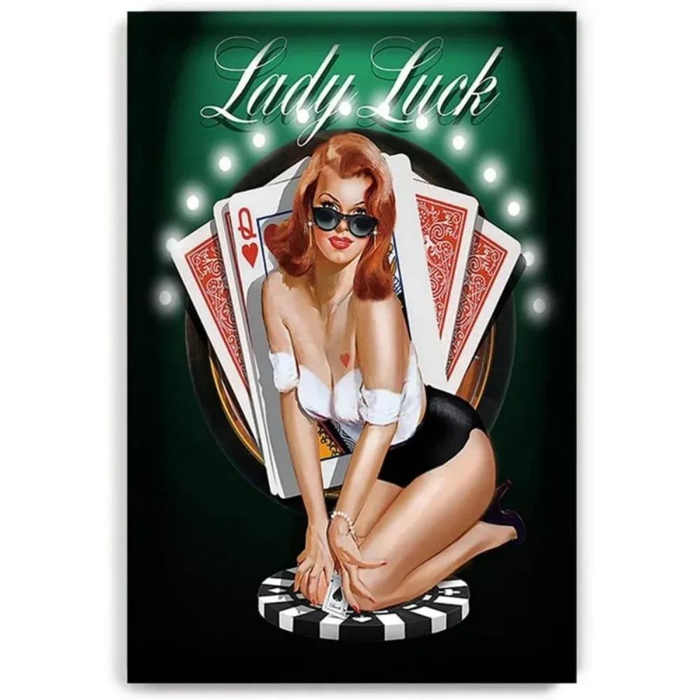 Vintage Plåtskyltar Väggaffischer Plakett Sexiga Kvinnor Järnmålning Dekoration för Mank Cave Café Garage Klubb Bar