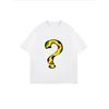 White Oversized T-Shirt With Colorful Question Mark Print For Casual Wear