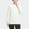Adidas W Pm Crew Solid Knit Round Neck Pullover Long Sleeve Sweatshirt Women Sweatshirt White JE8610