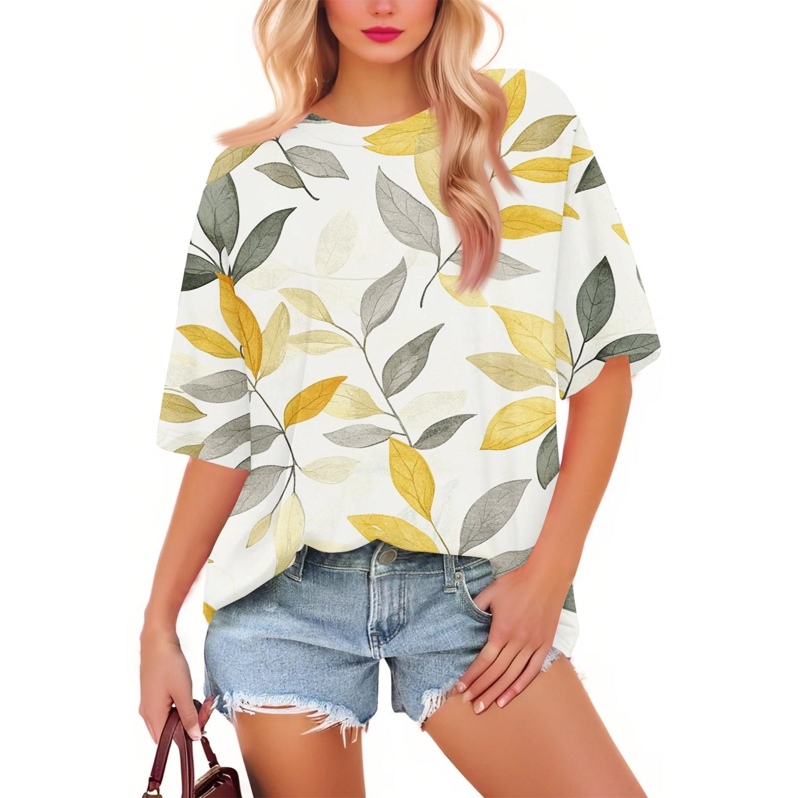 

Женская мода повседневная цветочная свободная круглая горловина короткий рукав модная праздничная футболка топ XL