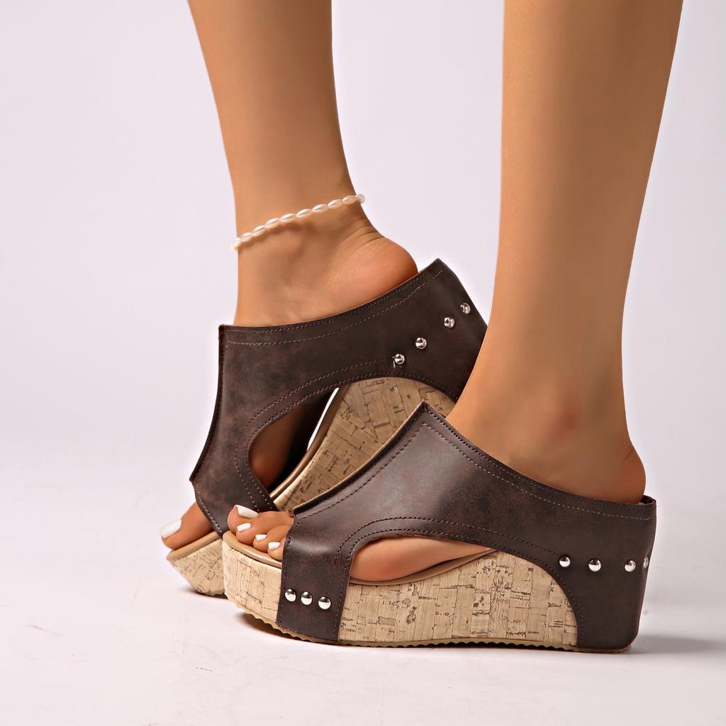 Fashion Women Summer Retro Peep Toe Wedges Casual Slippers Slides Women Retro Women Slippers Roman Open Fashiopn Toe Platform Sandals