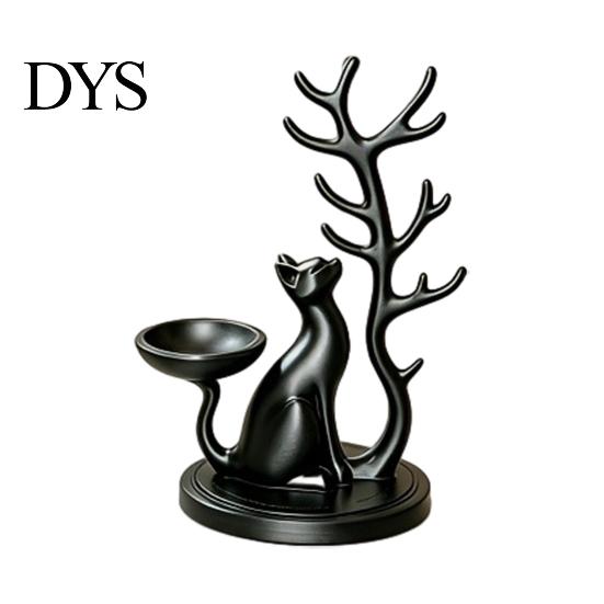 Bedroom Dresser Decor Cute Cat Tree Branch Jewelry Organizer, 3D Printed Earring Bracelet Hair Decorative Trinket Tray Tie Storage Holder, Display