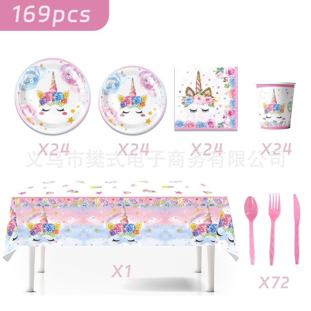 Unicorn Kids Birthday Party Disposable Tableware Set