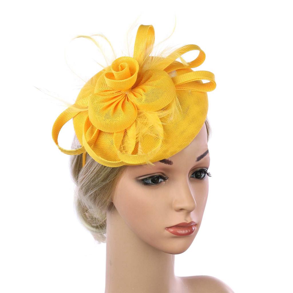 Sweat Bands for Mens Head Elegant Solid Color Bow Floral Ladies Hair Accessory With Feather Detail Convertible Fascinator