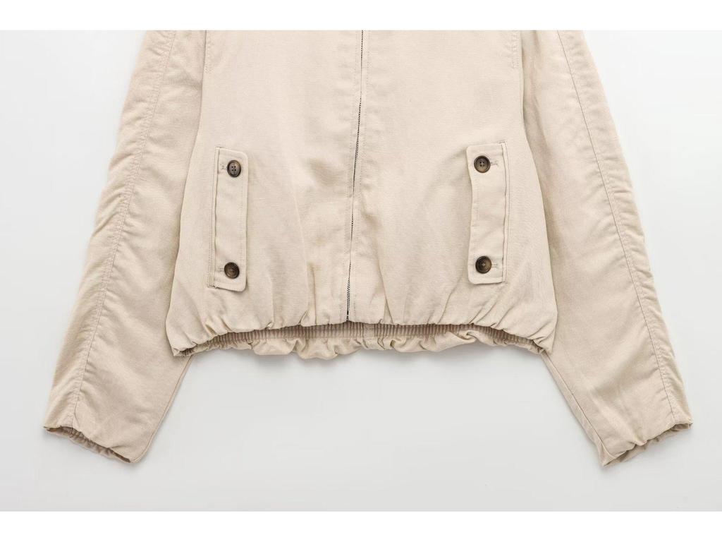 Spring Women's Fashion Woven Bomber Jacket 