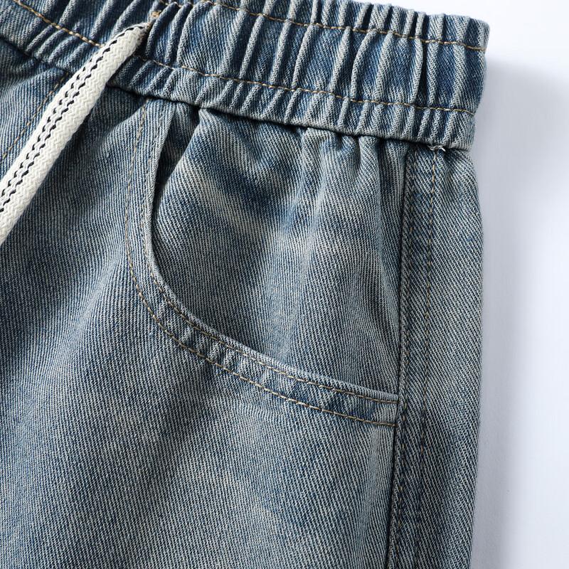 Men's American Retro Elastic Waist Loose Wide-Leg Jeans