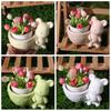 With Hole Ceramic Bear Flowerpot Creative Succulent Plant Pot Animal Succulent Planter  Outdoor