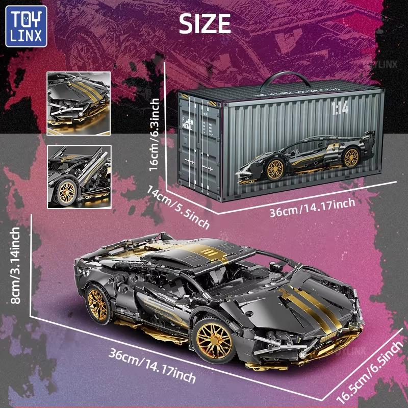 TOYLINX 1:14 Technical DIY Building Blocks Racing Car Sport Speed Vehicle City Mechanical Super Bricks Model Car Toys for Kids