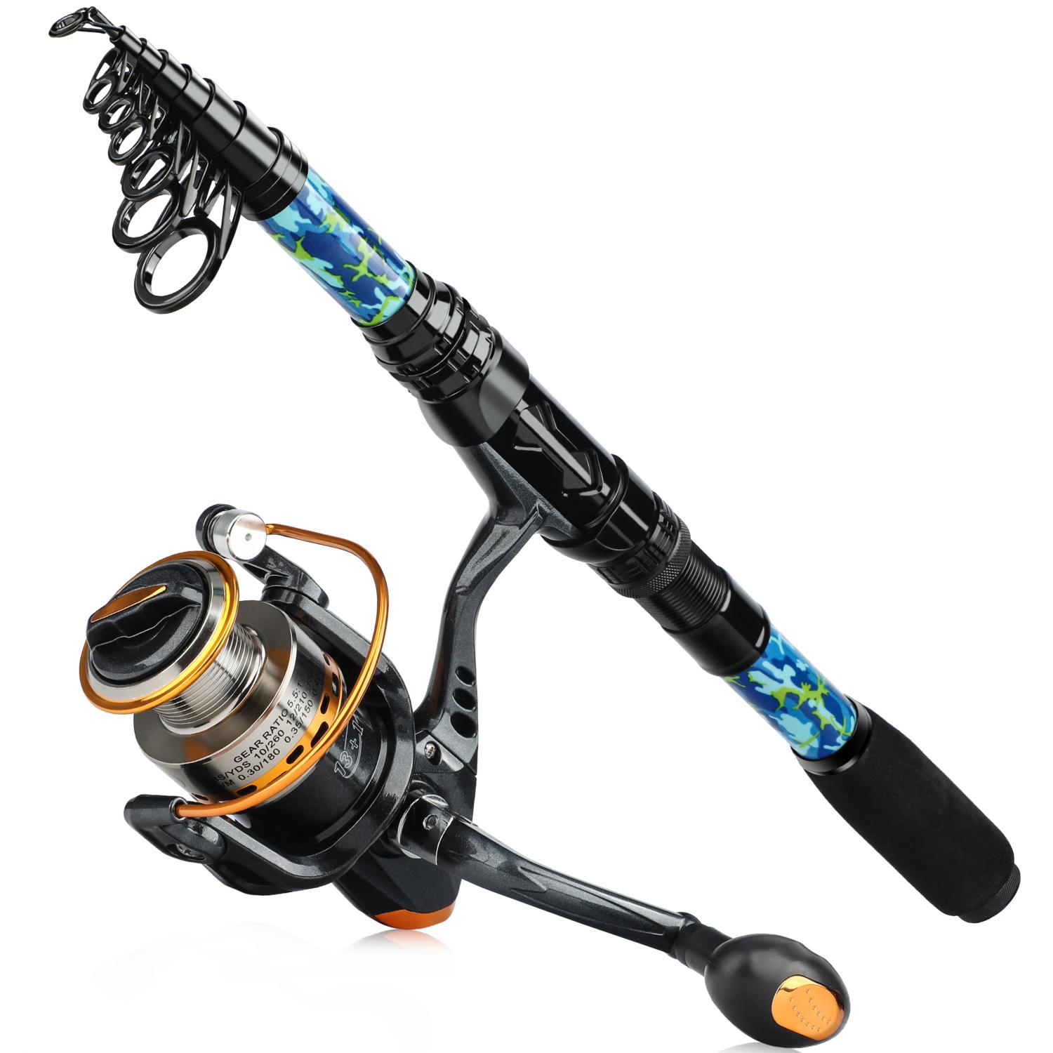 

Телескопическая спиннинговая удочка с набором спиннинговых катушек 13 + 1BB Портативная спиннинговая удочка, набор для комбинированной удочки для окуня 2.7M&Series 5000