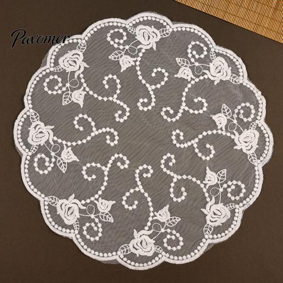 Nakışlı Bardak Altlıkları Retro Dantelli Masa Örtüsü, Beyaz Çiçekli Peçeteler, Masa Matı, Nefes Alabilen Kumaş Tepsi Örtüsü Şeffaf File Peçete Çay Fincanı, Vazo, İçin