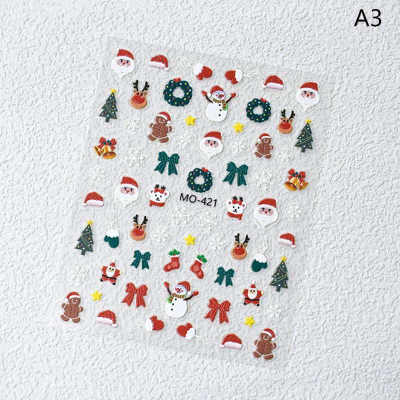 

Рождественские 5D-наклейки для дизайна ногтей в виде снеговика и снежинок, мультяшный Санта-Клаус, рождественские наклейки для маникюра своими руками as the picture