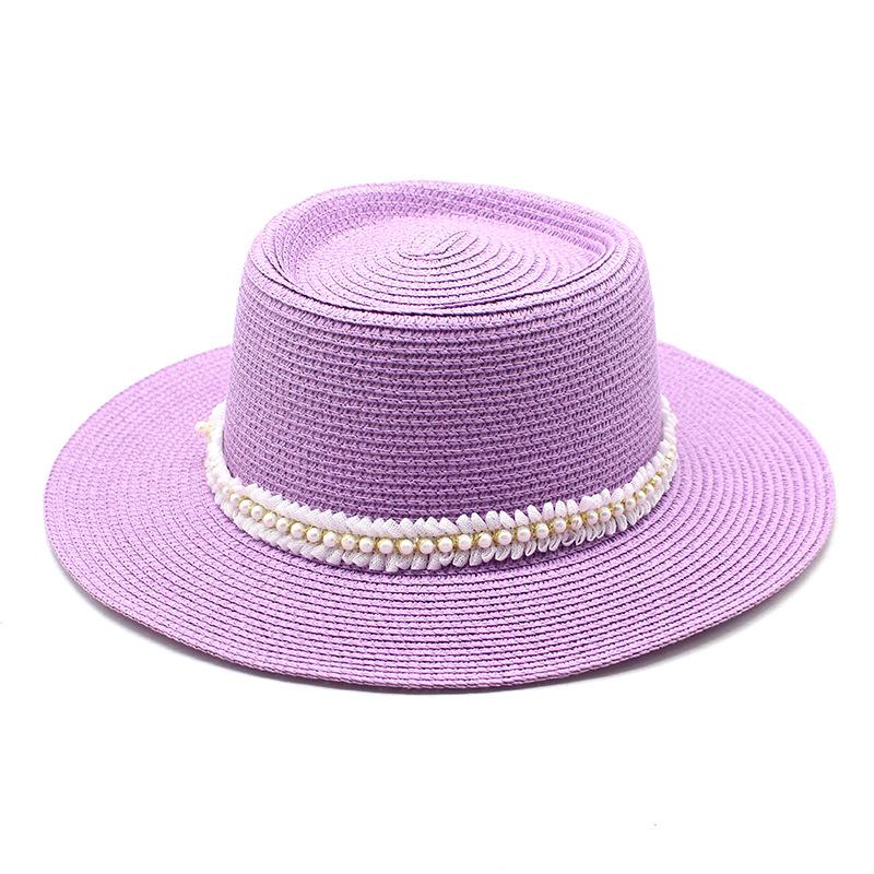 Ladies Pearl Lace Top Hat Outdoor Leisure Beach Hat Simple Personality Sun Hat