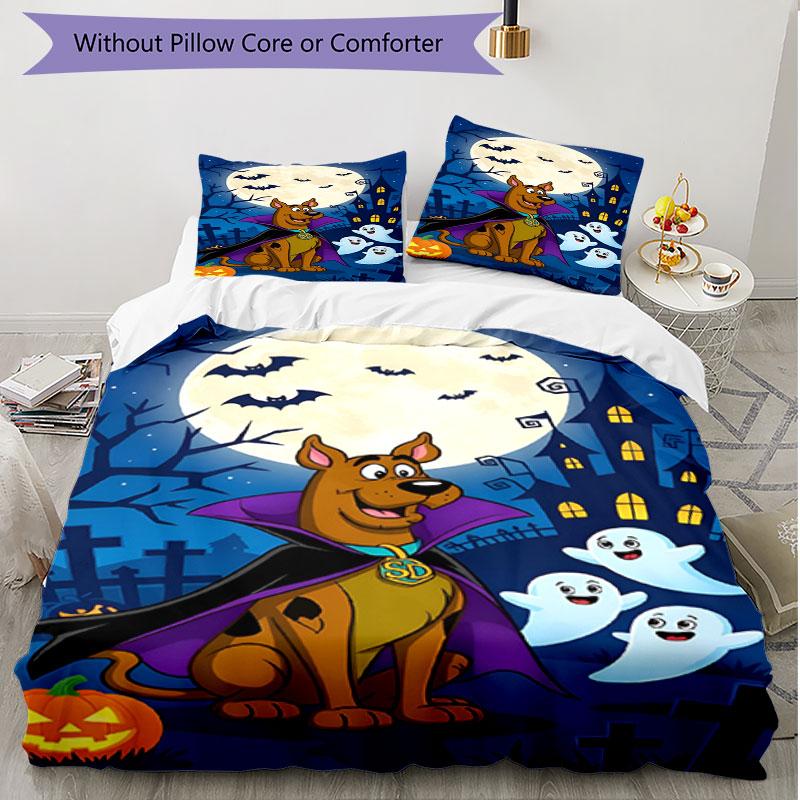 3pcs Duvet Cover Set (1*Duvet Cover + 2*Pillowcase, Without Core), Scooby Print Soft All‑Season Bedding Set, Home Bedroom Decor Gift