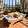 Cute Waterproof Cat Ice Cushion Wooden Frame Cartoon Printed Pet Cooling Mat Elevated Design Breathable Cat Ice Bed Balcony