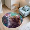 Floral Cat  Round Area Rug,Carpet Rug for Living Room Bedroom Sofa Playroom Decor,Non-slip Floor Mat