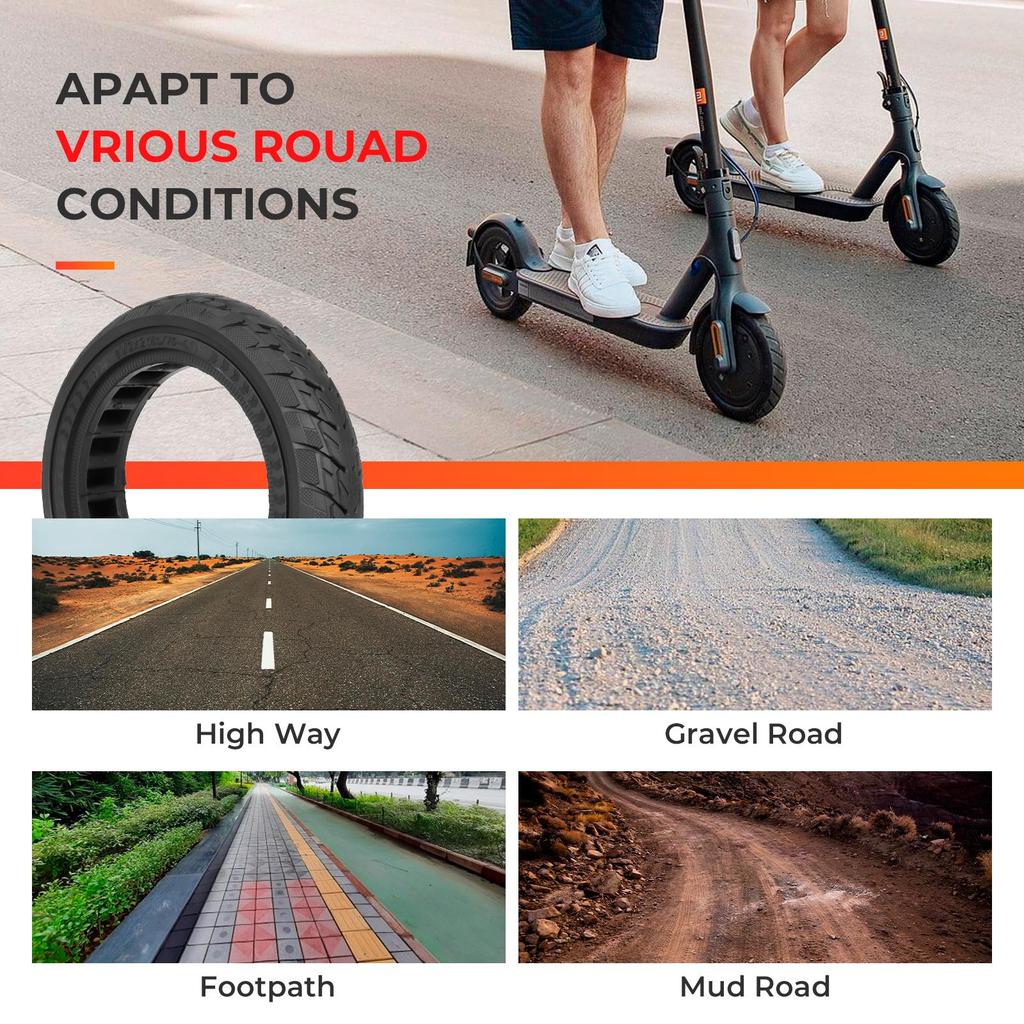Balck Ulip 8 1/2*2(50/75-6.1) Off-road Solid Tire for Xiaomi Scooters