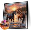 5D DIY Full Round Drill Diamond Painting Fine Horse Kit Home Decoration 40x40cm