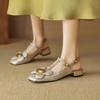 Fashion 2024 Hot Selling New Spring and Autumn Women's High Heels Women's Round Toe Low Heels Flower Mary Jane Shoes Sweet Women's Shoes