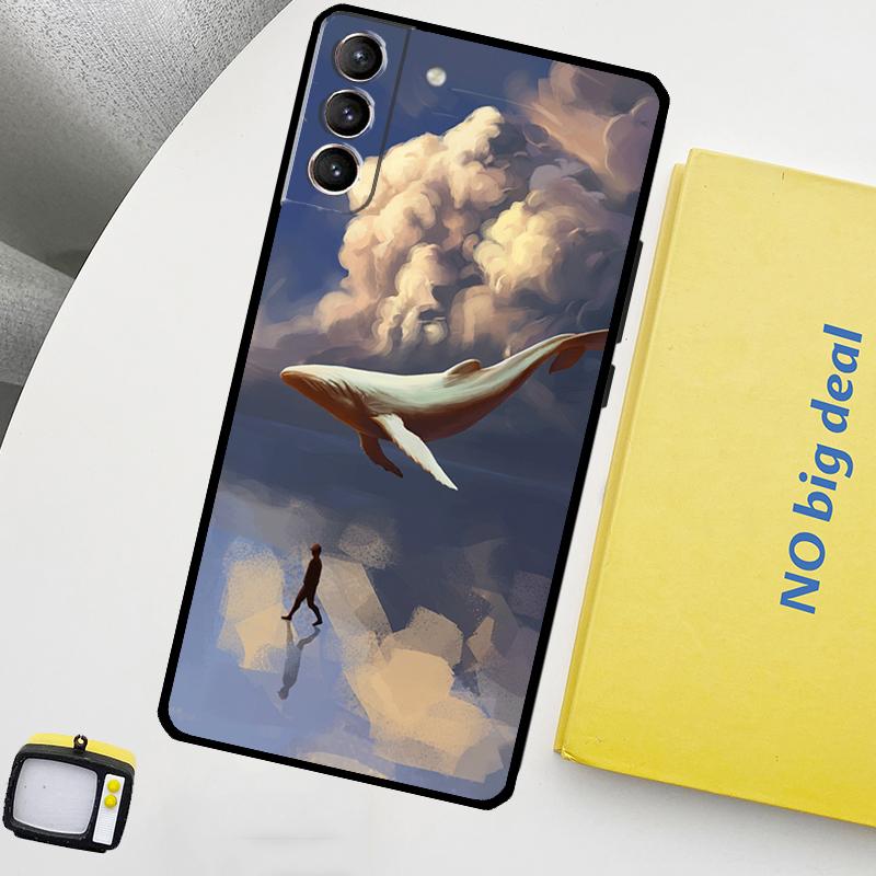 Flying Whale Magical Phone Case For Samsung Galaxy S25 Ultra S20 S21 S22 S23 Plus S9 S10 S25 FE S24 Ultra Cover