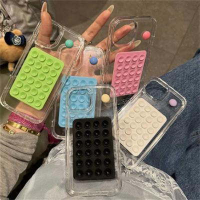 Bunte, lustige transparente Hülle mit Saugnapf für iPhone 16 15 14 13 12 Pro Max 11, stilvolle, ästhetische, stoßfeste, weiche Rückseite