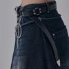 Minimal Cowhide Leather Belt [ Black ]