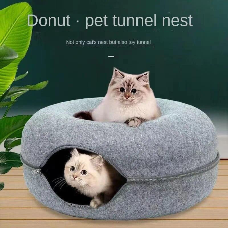 

Туннель для кошек, пончик, износостойкое гнездо, универсальный канал для кошек Four Seasons, приспособление для бурения детей, съемная и моющаяся встроенная подстилка для домашних животных.