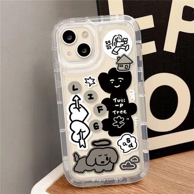 Graffiti Dog Sticker Airbag for Iphone17promax Mobile Phone Case New Apple 14/16 Transparent 15