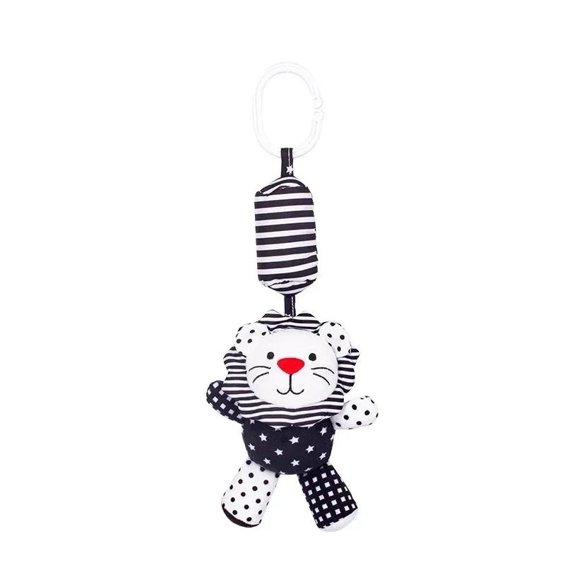 Infant Baby Rattles Newborn Black White Visual Grab Ability Training Toys Stroller Bed Hanging Bell Plush Doll