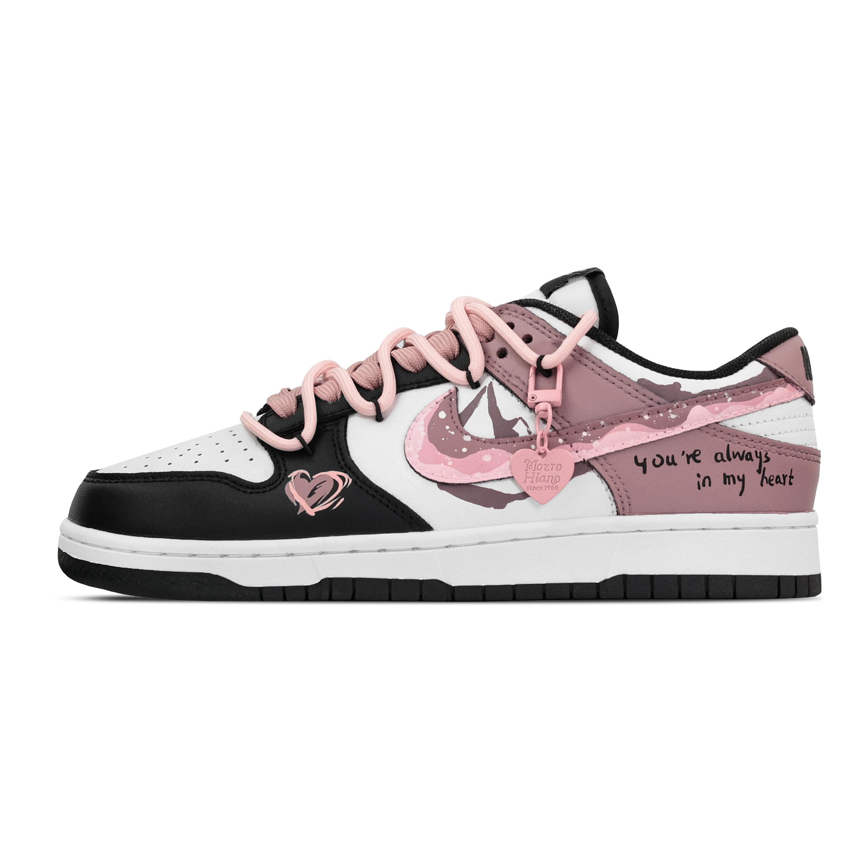 

Nike Dunk Rose Fluctuation Abrasion Resistant Low top Skateboard Shoes Unisex Black Pink DD1391-100(Team773-) 38