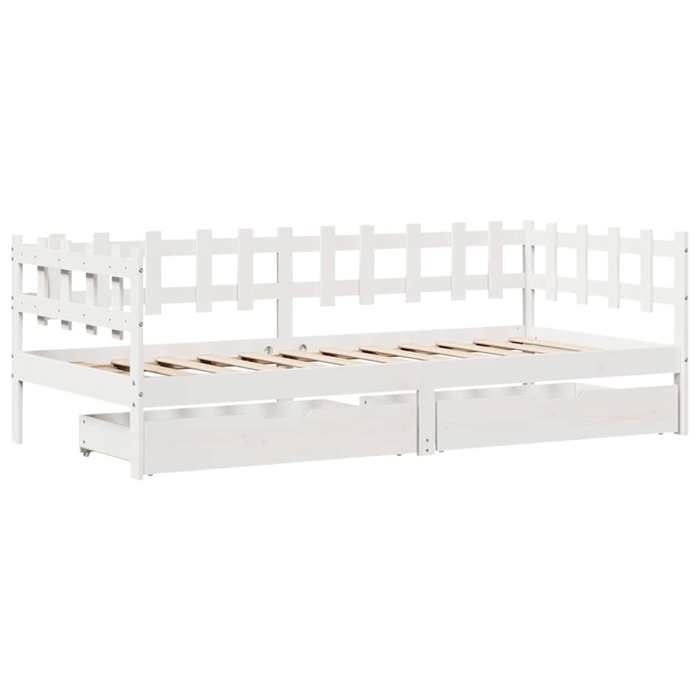 VidaXL Day Bed and Drawers Without Mattress White 90x190 Cm Solid Wood 3302137
