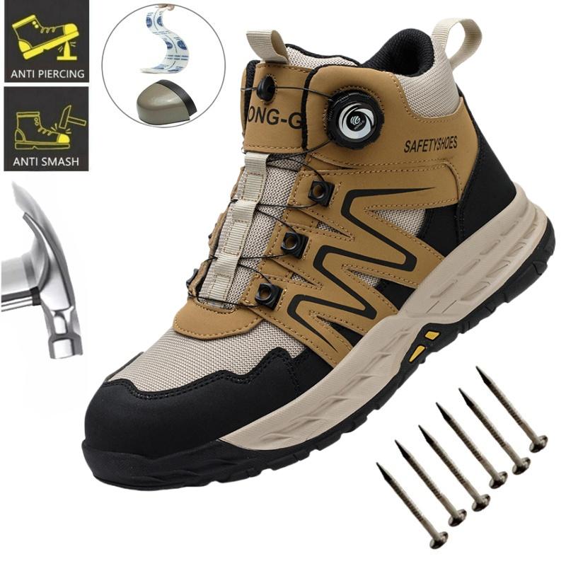 Rotating Button Safety Shoes For Men Welded Sparklers Steel Toe Sneaker Work Shoes Man Puncture Proof Construction Work Boots