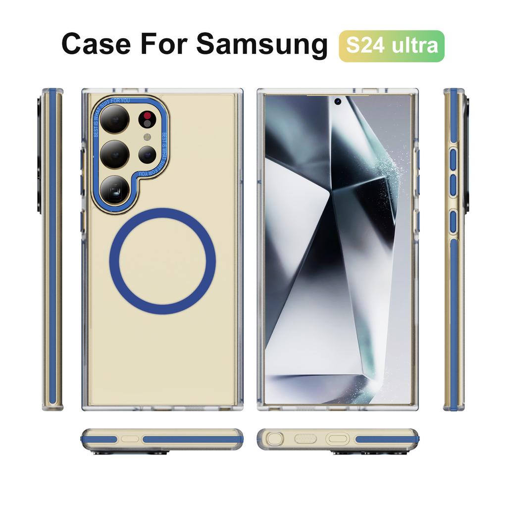 For Samsung Galaxy S25 Phone Case, Skin Sensitive Magnetic Suction Anti Fingerprint Four Corner Airbag Phone Case