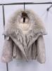 Winter explosion fox fur jacket big fur collar short thermal goose down jacket women